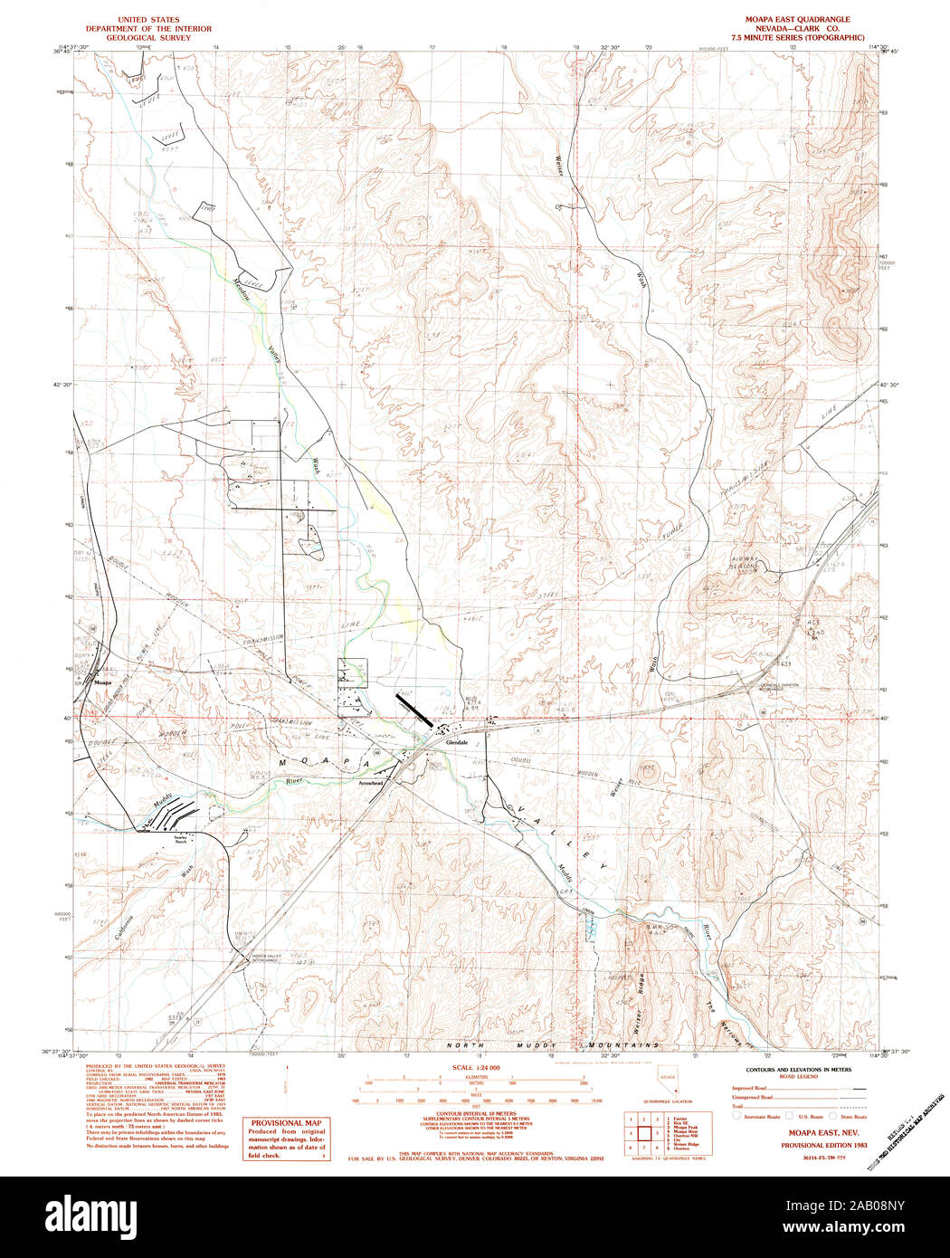 Carte TOPO USGS Nevada NV Moapa East 3194681983 Restauration 24000 Banque D'Images