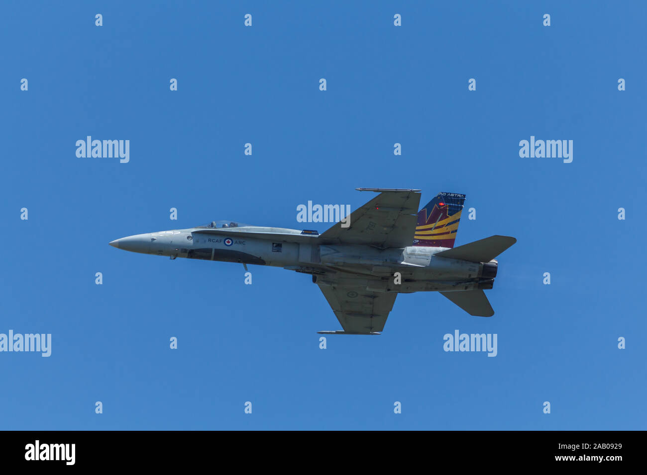 Vancouver, Canada - Circa 2019 : CF18 Hornet avion militaire Banque D'Images