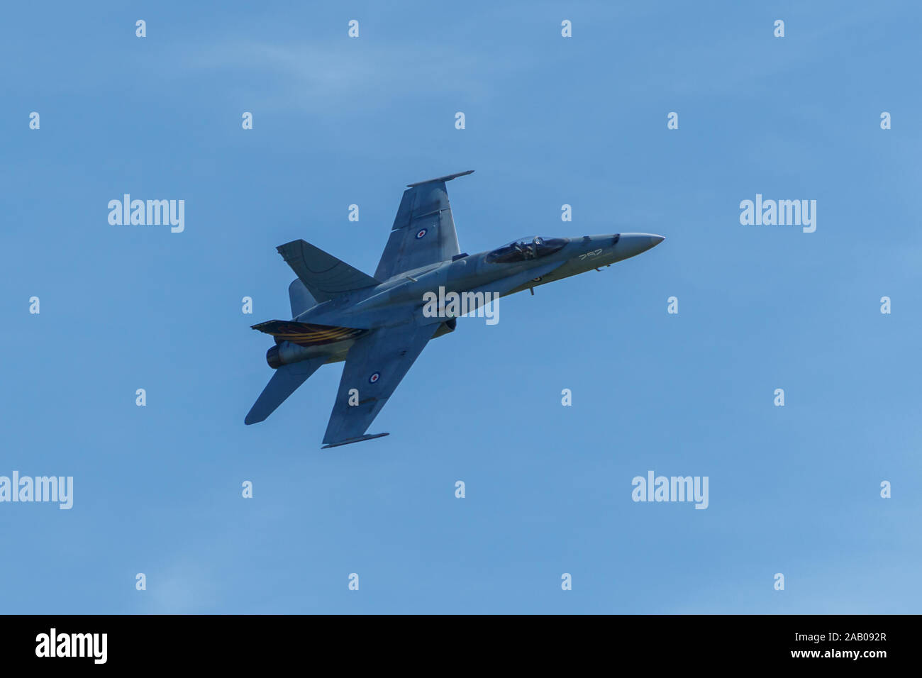 Vancouver, Canada - Circa 2019 : CF18 Hornet avion militaire Banque D'Images