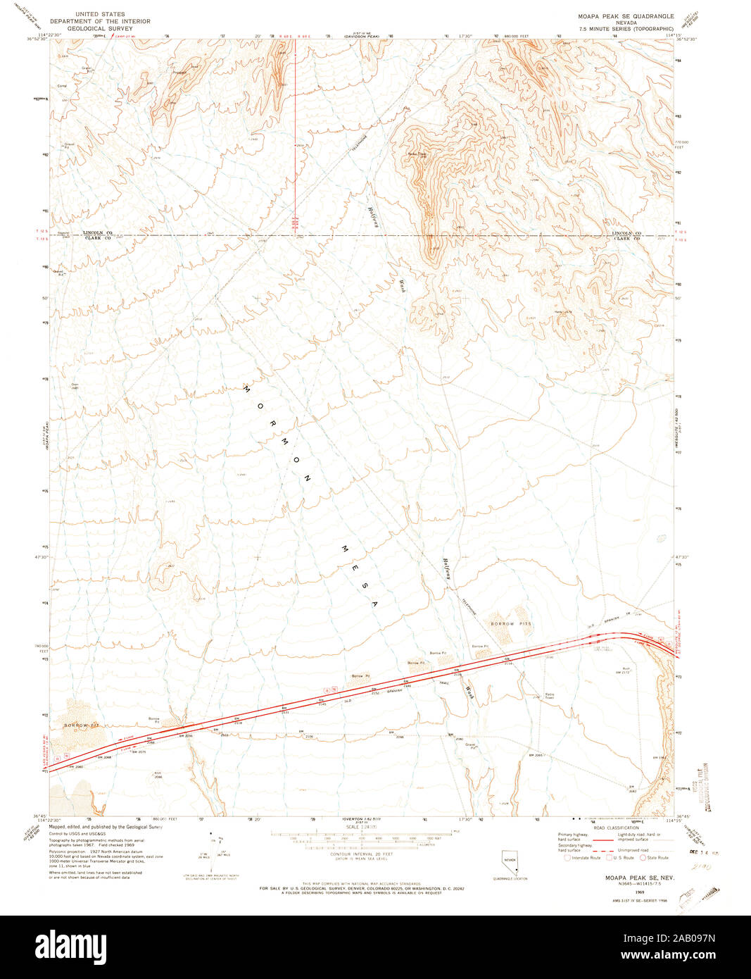 Carte TOPO USGS Nevada NV Moapa se pointe 3194731969 Restauration 24000 Banque D'Images