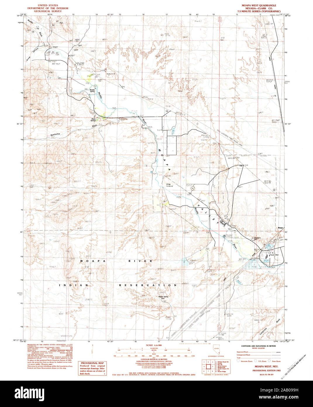 Carte TOPO USGS Nevada NV Moapa West 3194751983 Restauration 24000 Banque D'Images