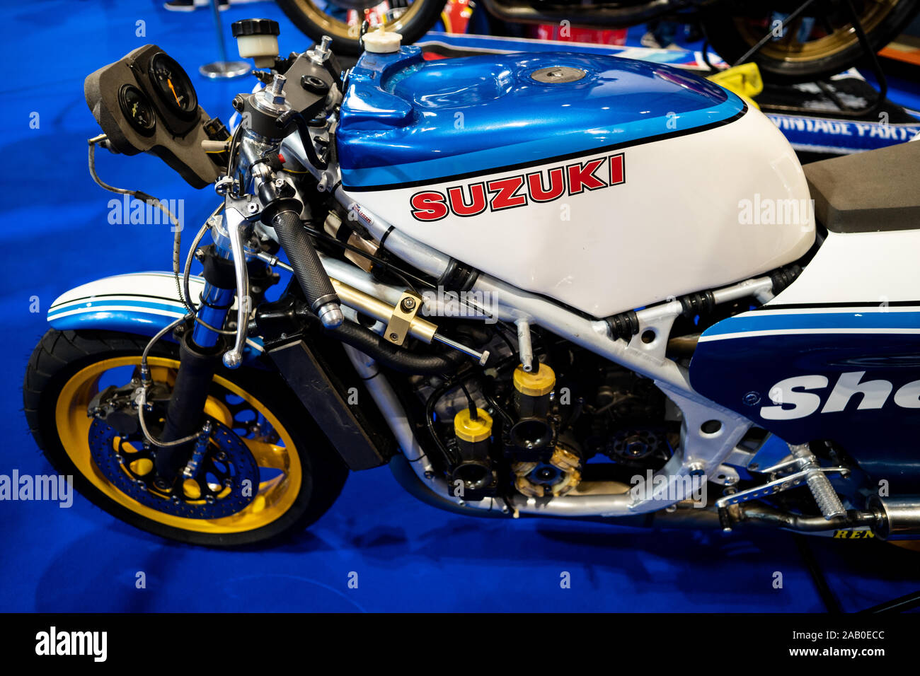 Motorcycle Racer, Barry Sheene's 1984 DAF Trucks-parrainé, Harris-pans Suzuki XR45 RG500 Banque D'Images