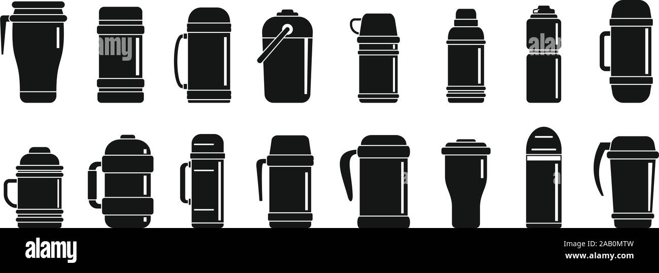 Bouteille d'eau thermo icons set. Simple jeu d'une bouteille d'eau thermo vector icons pour le web design sur fond blanc Illustration de Vecteur