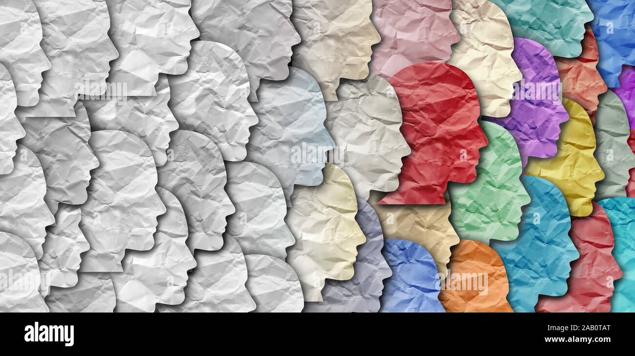 Le changement démographique comme un grand groupe de personnes comme une évolution de la diversité au sein d'une population. Banque D'Images