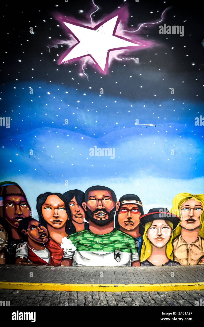 Lima, Pérou - Nov 17, 2019 : art urbain dans les rues de quartier Barranco de Lima Banque D'Images