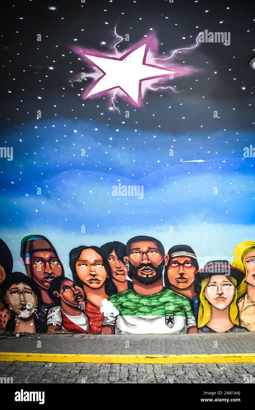 Lima, Pérou - Nov 17, 2019 : art urbain dans les rues de quartier Barranco de Lima Banque D'Images