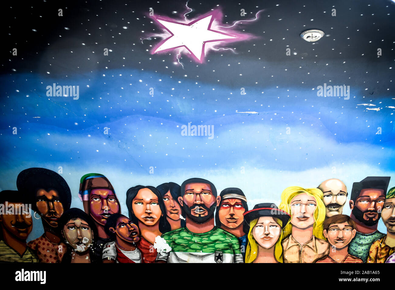 Lima, Pérou - Nov 17, 2019 : art urbain dans les rues de quartier Barranco de Lima Banque D'Images