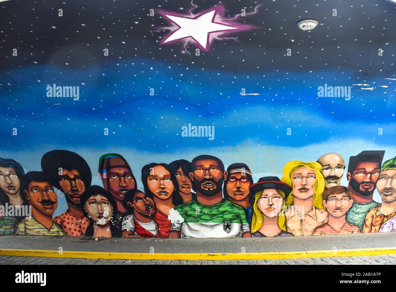 Lima, Pérou - Nov 17, 2019 : art urbain dans les rues de quartier Barranco de Lima Banque D'Images