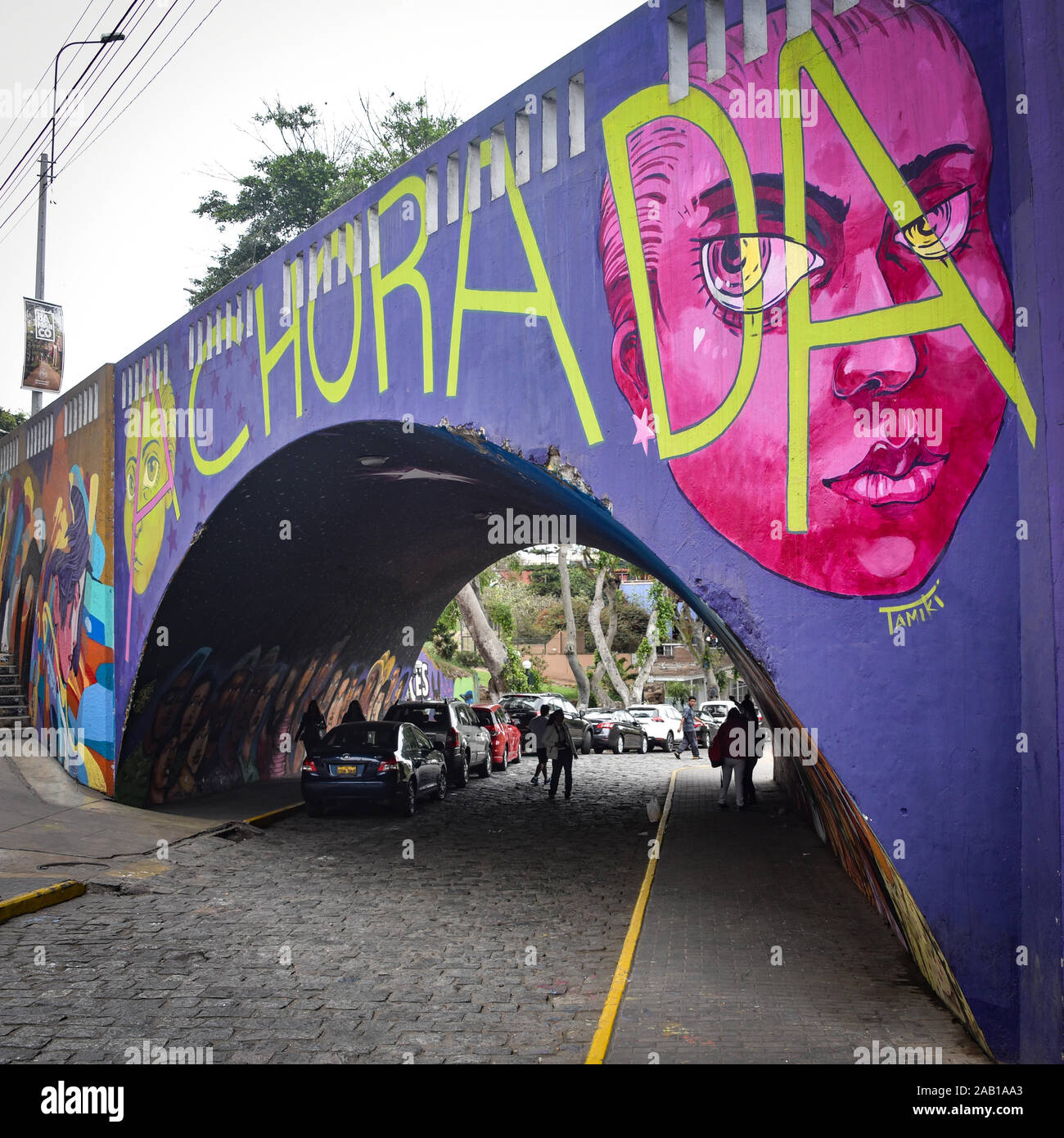 Lima, Pérou - Nov 17, 2019 : art urbain dans les rues de quartier Barranco de Lima Banque D'Images