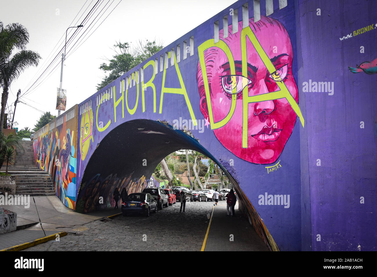 Lima, Pérou - Nov 17, 2019 : art urbain dans les rues de quartier Barranco de Lima Banque D'Images