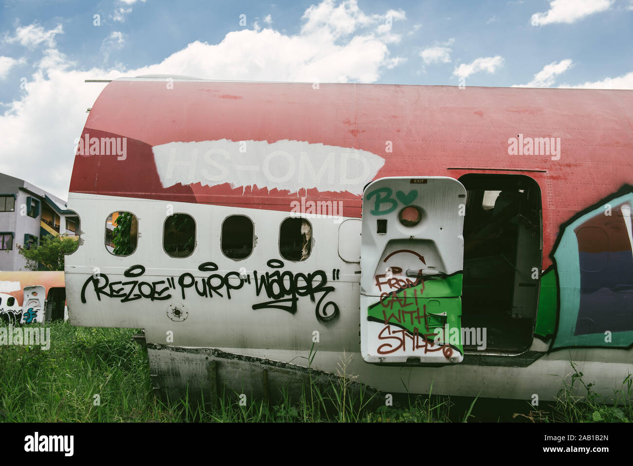 Cimetière d'avion. Avions utilisés abandonnés à Bangkok, Thaïlande Banque D'Images