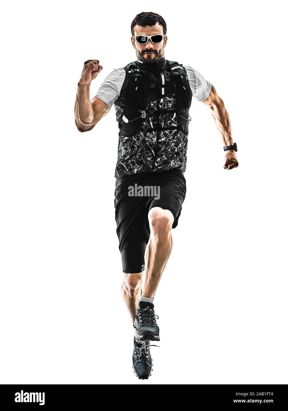 Trail Cross Country Runner Running Man Silhouette Shadow Isolated White  Background Stock Photo - Image of white, shadow: 206505740