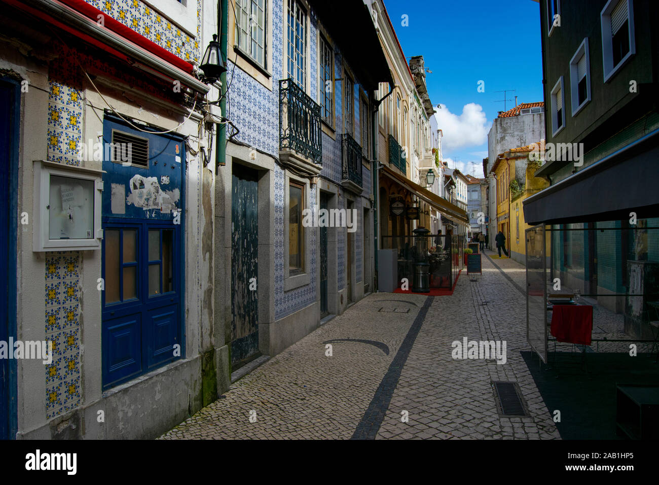 Scène de rue dans le centre de Aveiro Portugal Banque D'Images