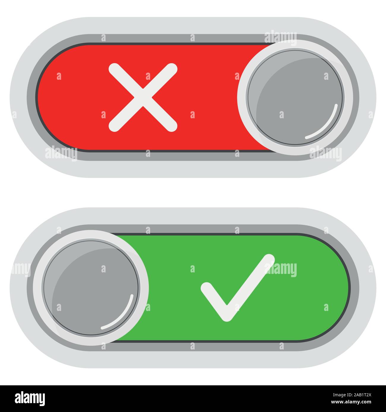 Les interrupteurs d'arrêt sur les boutons curseurs icon set isolé sur fond blanc. Illustration de Vecteur