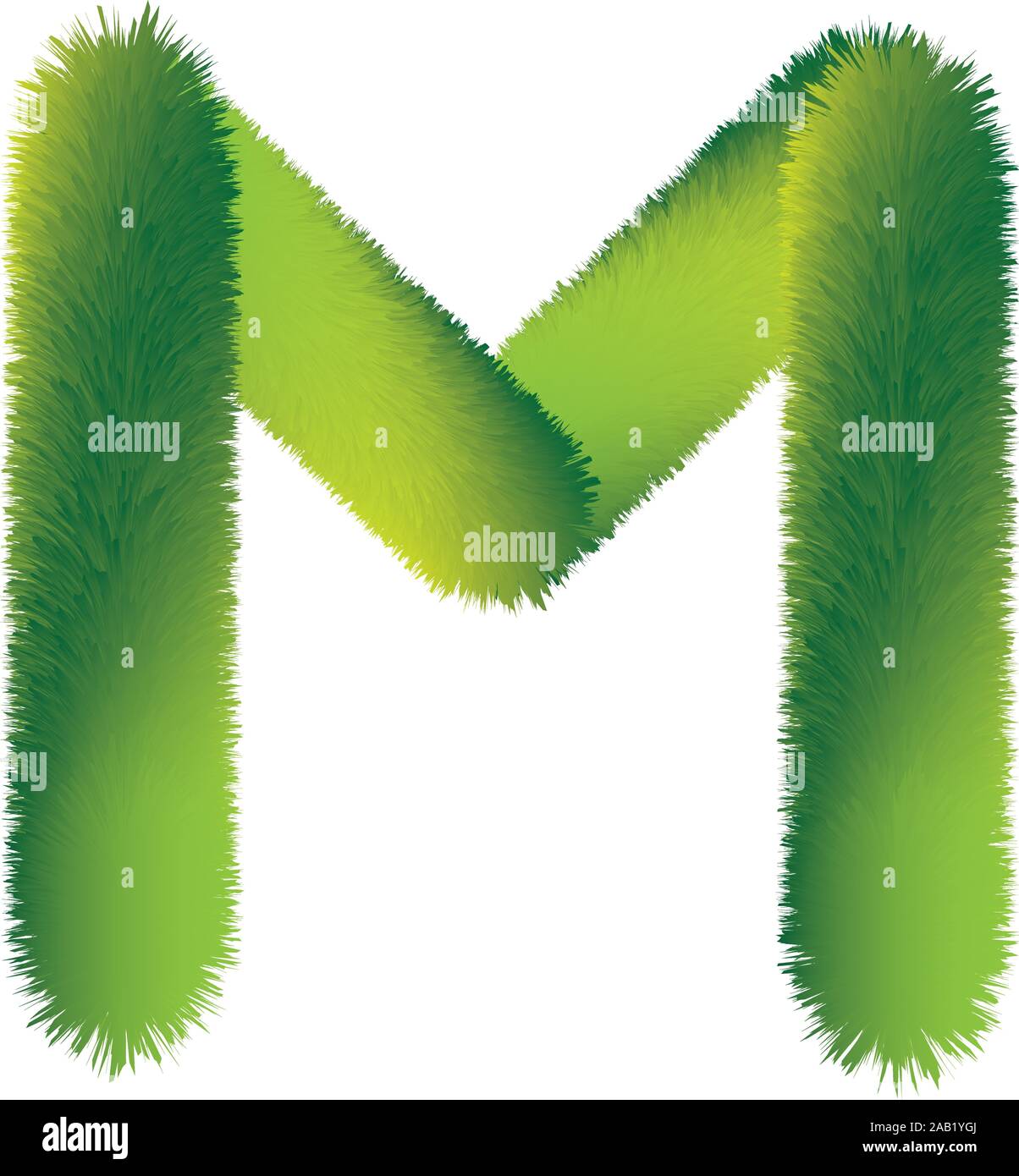Lettre M. Furry vector font faits de branches de sapin pour la nouvelle année. Illustration de Vecteur