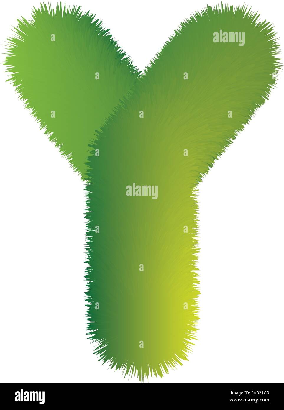 Lettre Y. Furry vector font faits de branches de sapin pour la nouvelle année. Illustration de Vecteur