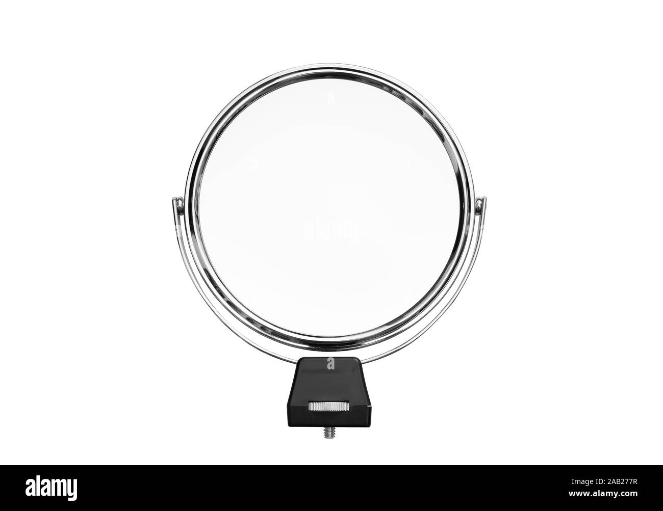 Desktop constituent un miroir isolé sur fond blanc. Tourner rond petit  miroir dans un cadre en métal Photo Stock - Alamy