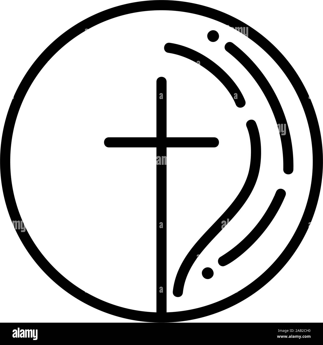 Hand drawn christian signe en forme de croix ronde. Symbole de la religion, la religion monolines icône. Les signes et les symboles icône peut être utilisé pour le web, logo, mobile app Illustration de Vecteur