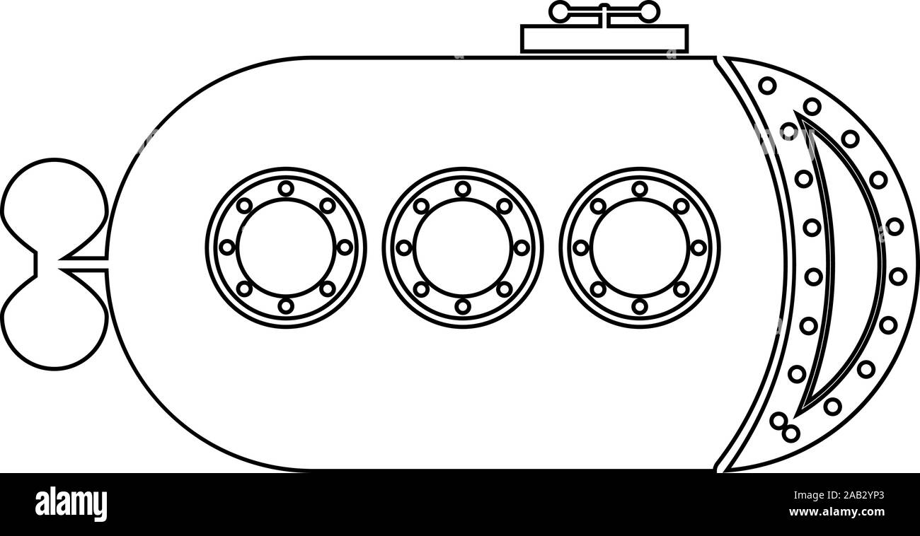 Bathyscaphe bateau sous-marin sous-marin navire aperçu l'icône couleur noir style télévision illustration vectorielle simple image Illustration de Vecteur