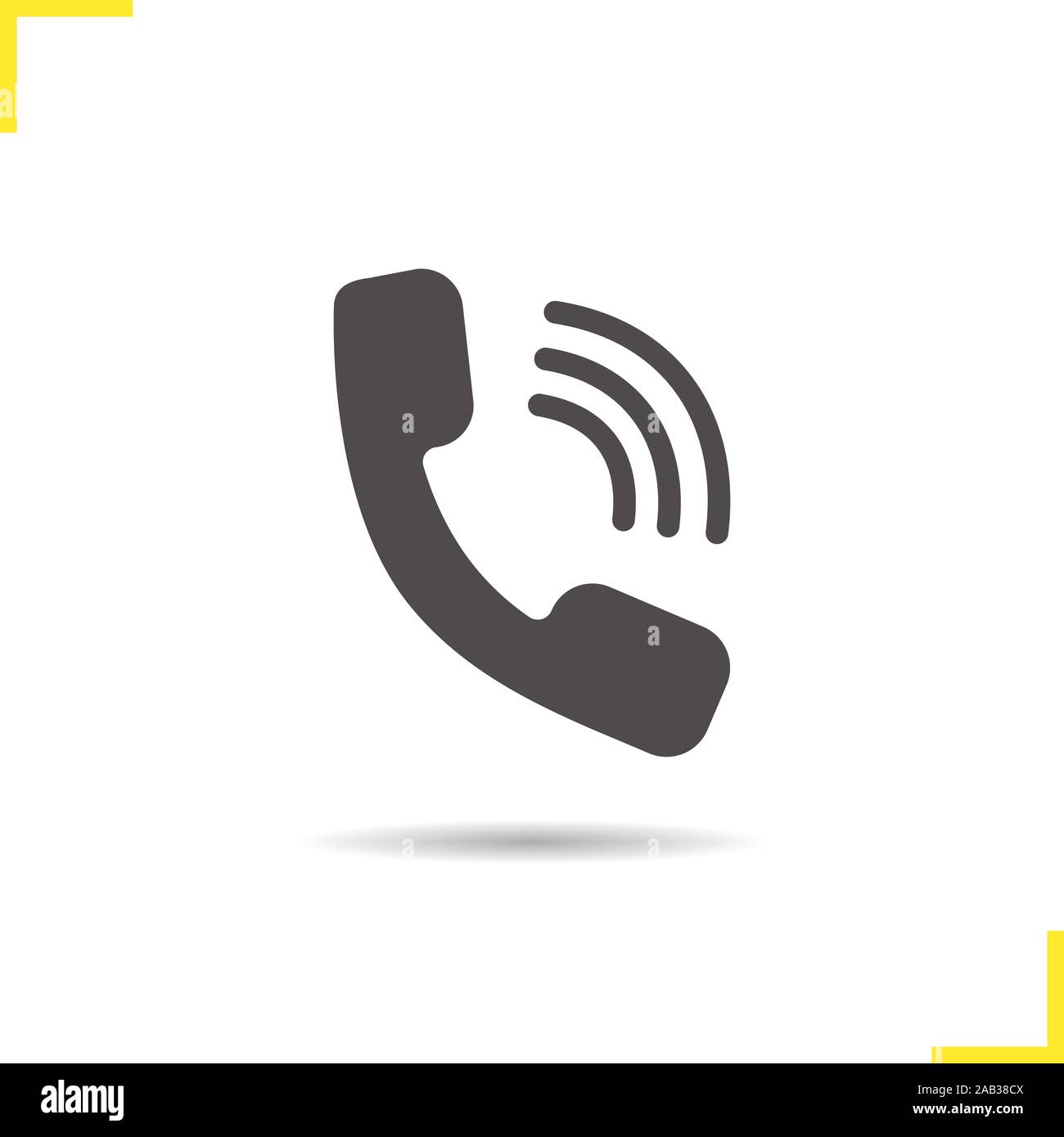 L'icône de sonnerie de téléphone. Ombre portée appelant silhouette symbole. Hotline. L'espace négatif. Vector illustration isolé Illustration de Vecteur