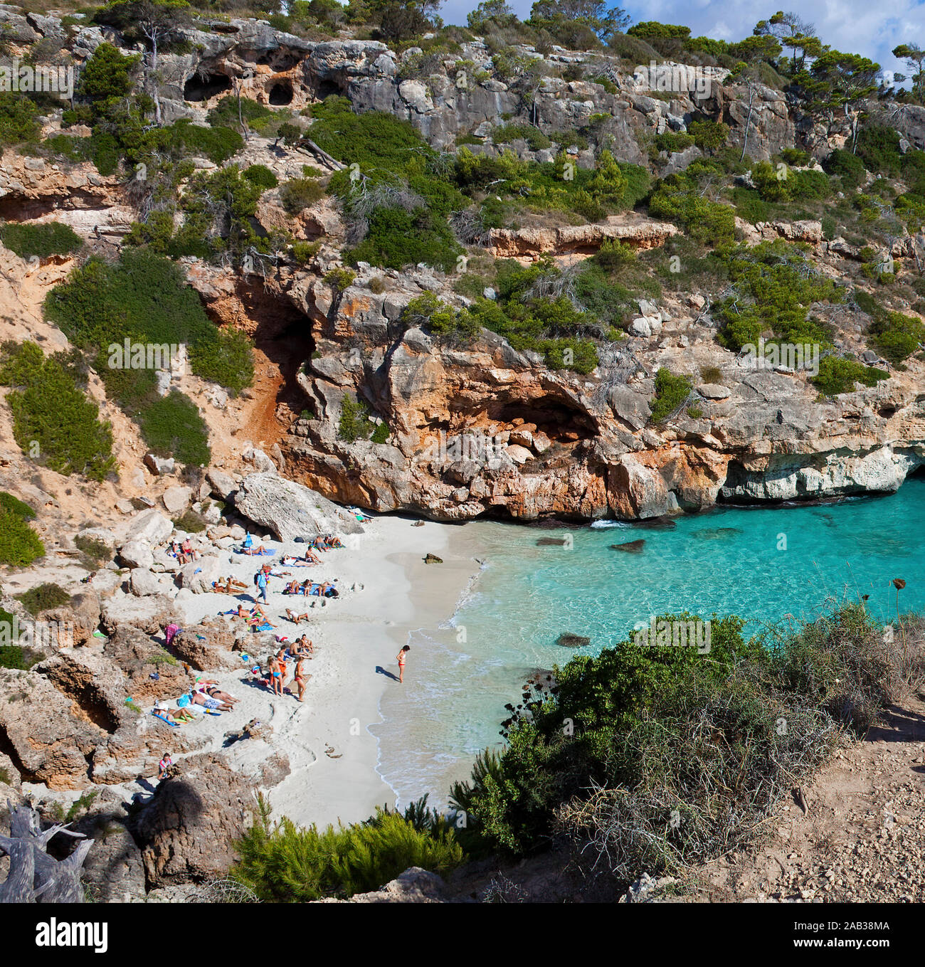 Cala d'es Moro, belle baie de baignade à Cala Llombards, Majorque, îles Baléares, Espagne Banque D'Images