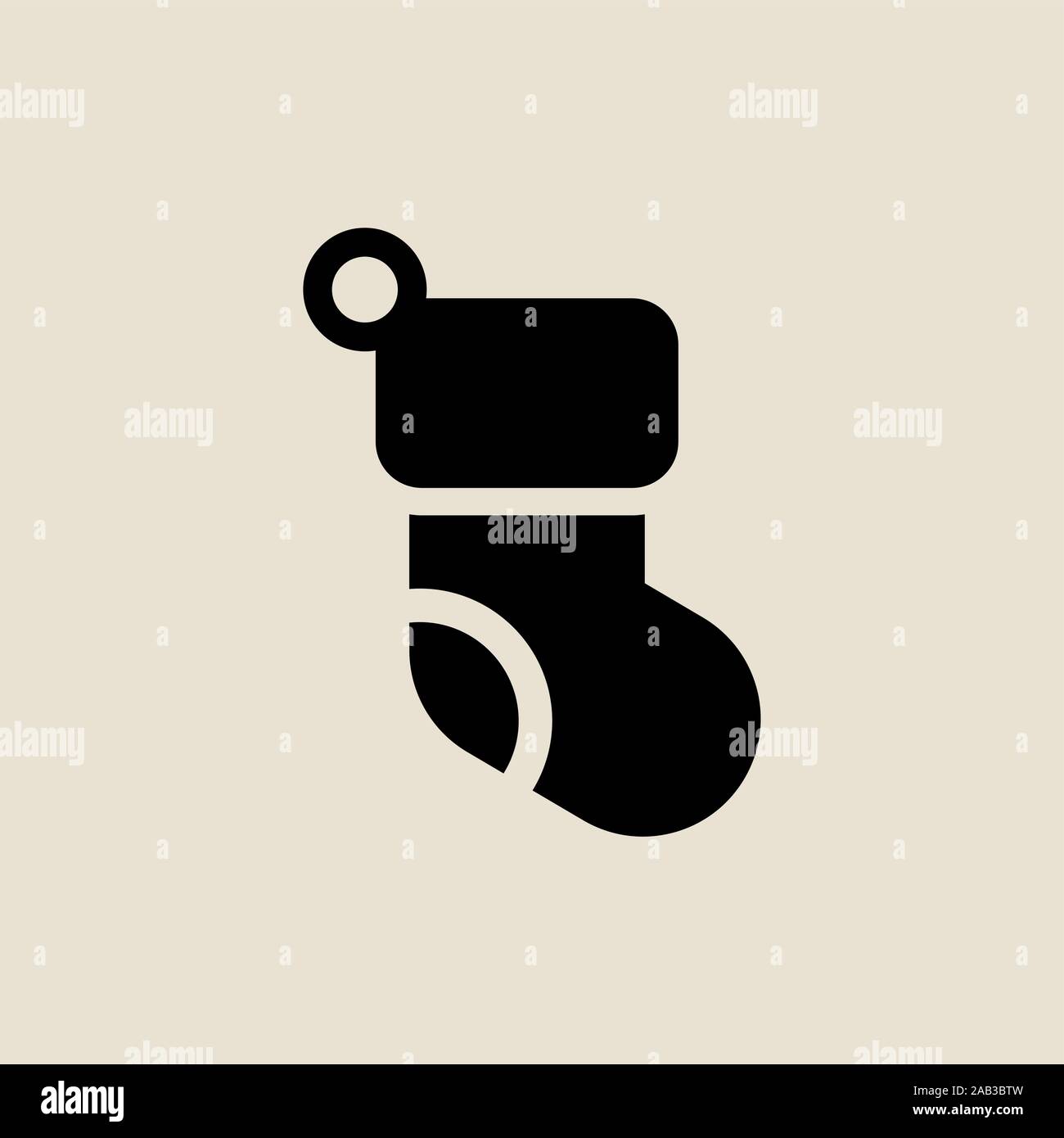 Chaussettes de Noël style plat simple icône symbole de Noël. Illustration de Vecteur