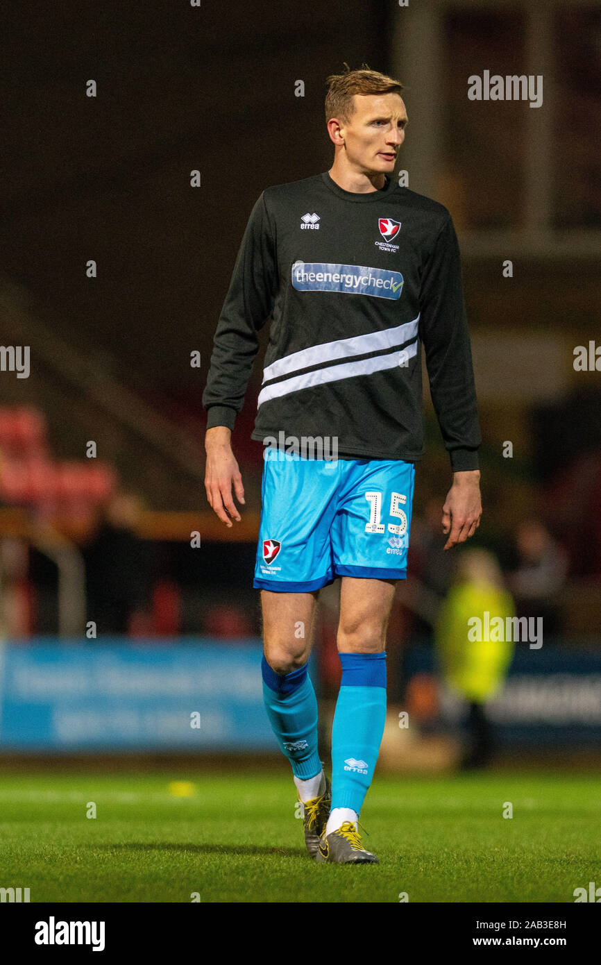 19 novembre 2019, dans le comté de sol, Swindon, Angleterre ; unis en FA Cup, Premier tour Replay, Swindon Town v Cheltenham Town : William Boyle de Cheltenham Town Crédit : Gareth Dalley/News Images Banque D'Images