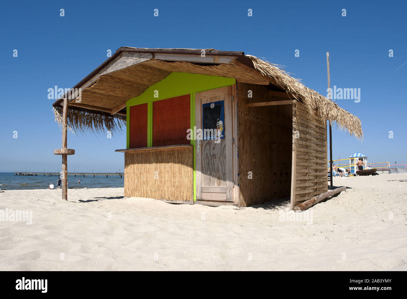 Geschlossene Strandbar am Strand von Lubmin |Fermé beach bar sur la plage de Lubmin| Banque D'Images
