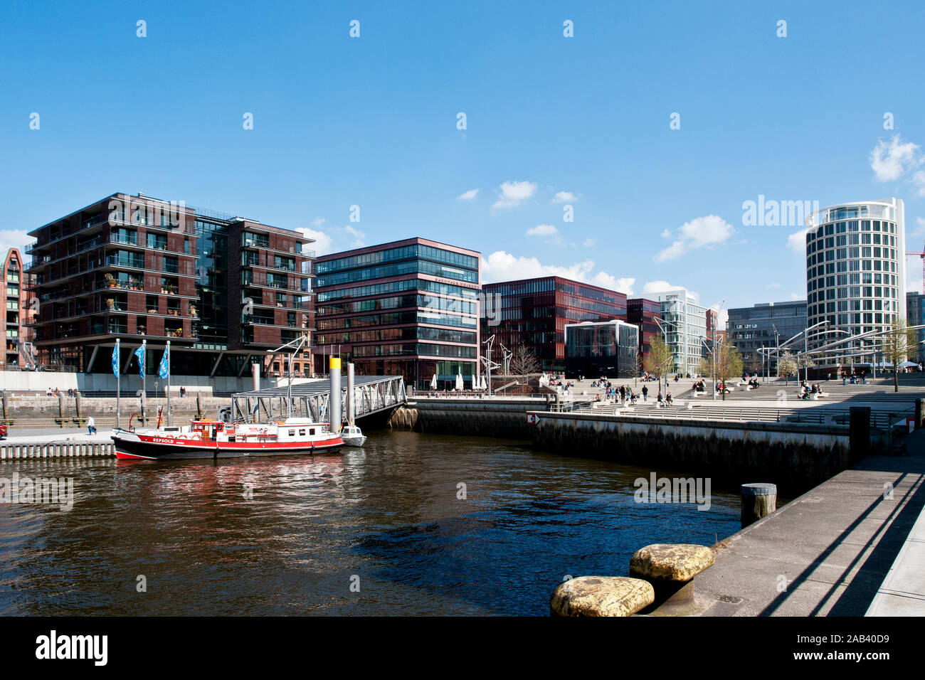 Blick die-Marco-Polo Terrassen suis Sandtorhafen dans der Hafencity |Vue, le Marco Polo terrasses à Sandtorhafen dans la ville portuaire| Banque D'Images