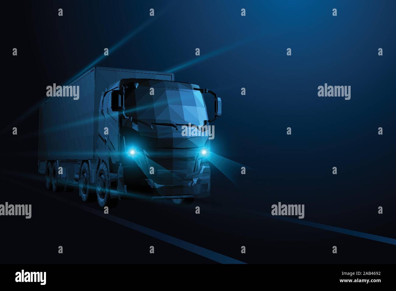 3D de vecteur de poids lourd. Route de l'autoroute. Transport livraison, concept logistique du fret. Illustration de Vecteur