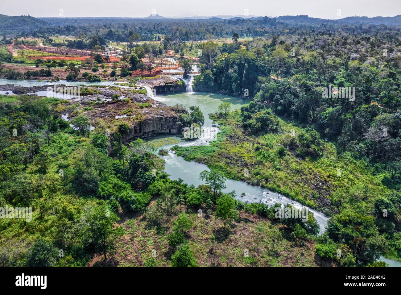 Image libre de droit vue aérienne de Dray Nur cascade, Buon Me Thuot, Dak Lak, Vietnam. Vue aérienne Banque D'Images