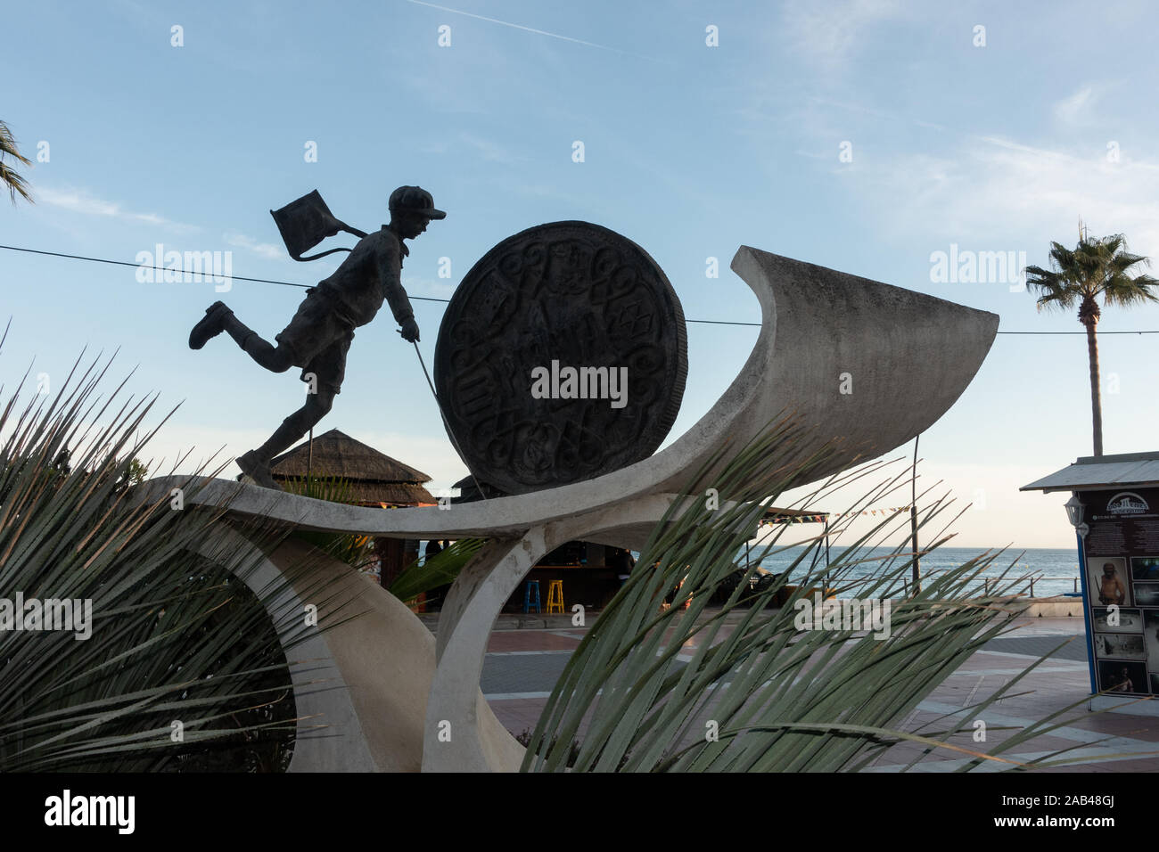 sculpture de rue d'un élève à estepona, espagne Banque D'Images
