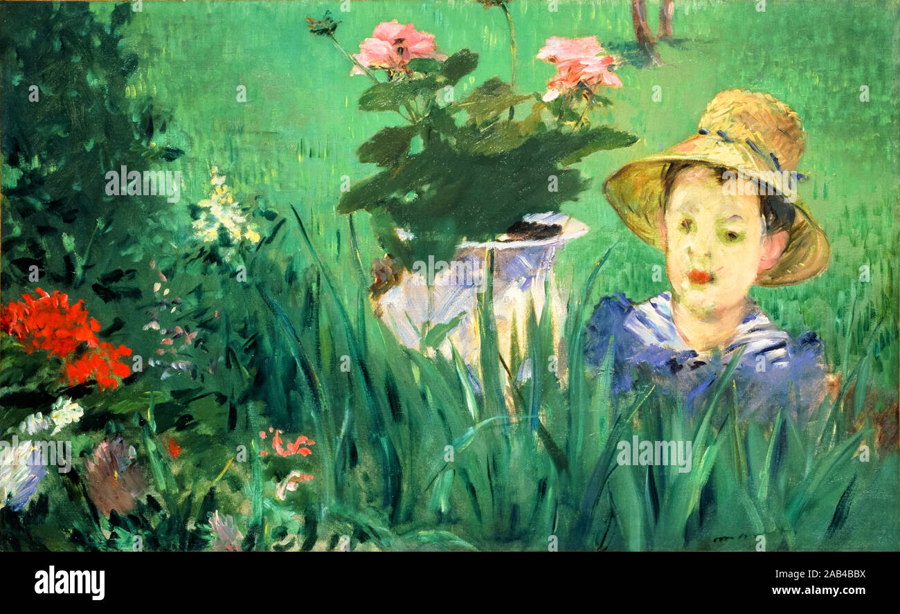 Edouard Manet, garçon en fleurs, (Jacques Hoschedé), peinture, 1876 Banque D'Images