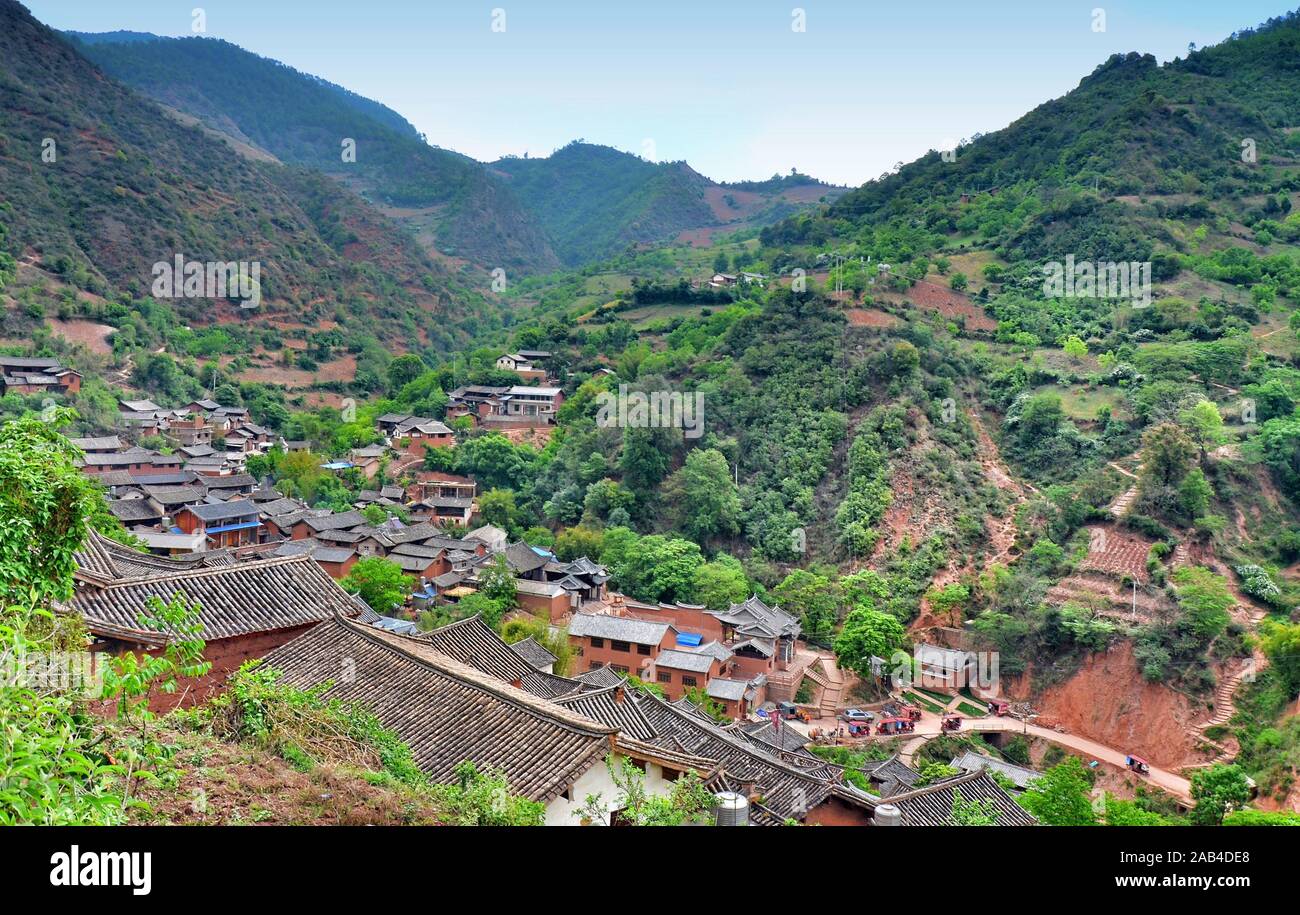 Village de Nuodeng, Yunnan, Chine. Banque D'Images