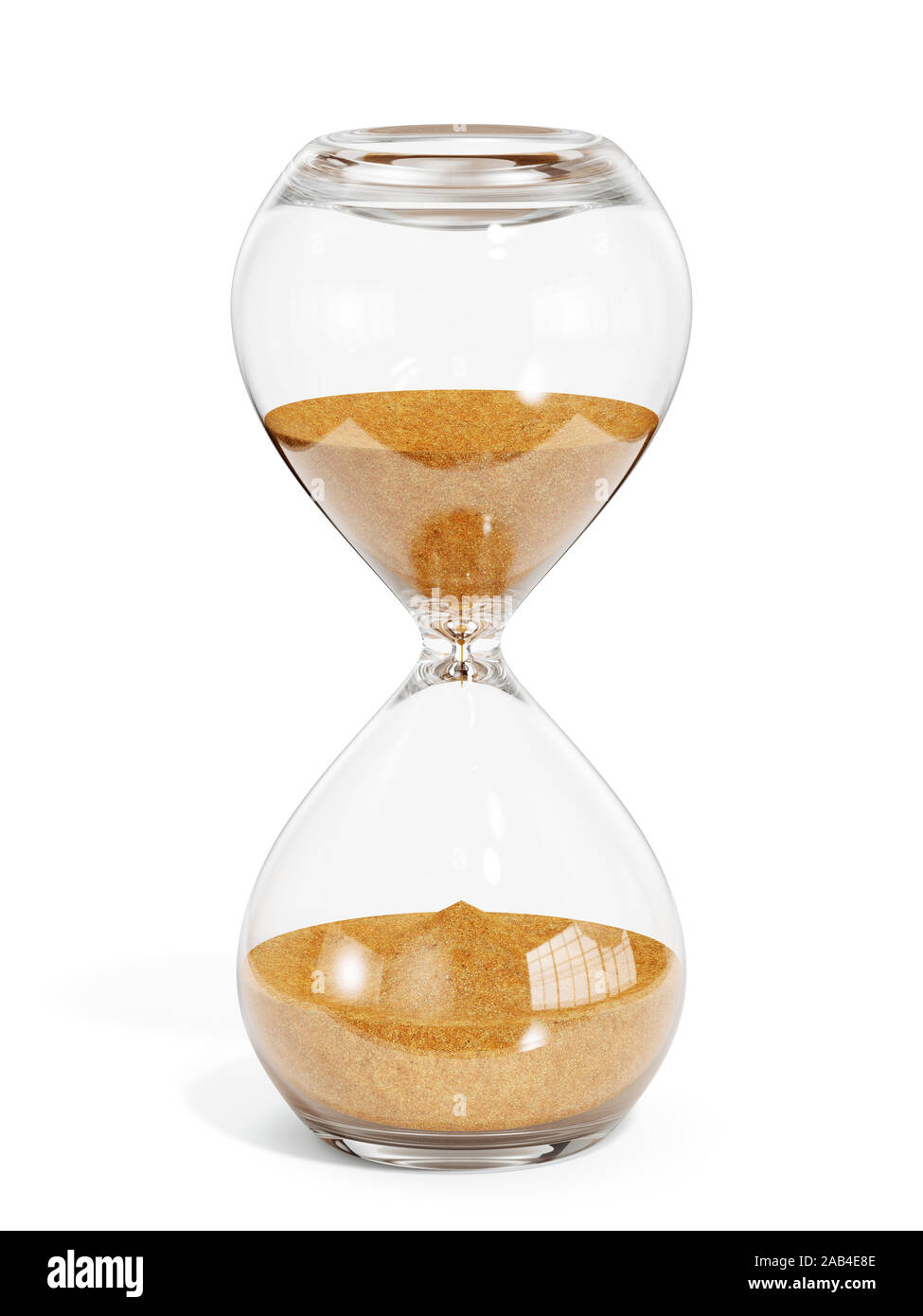 Hourglass isolé sur fond blanc. Le rendu 3d illustration du sablier Banque D'Images