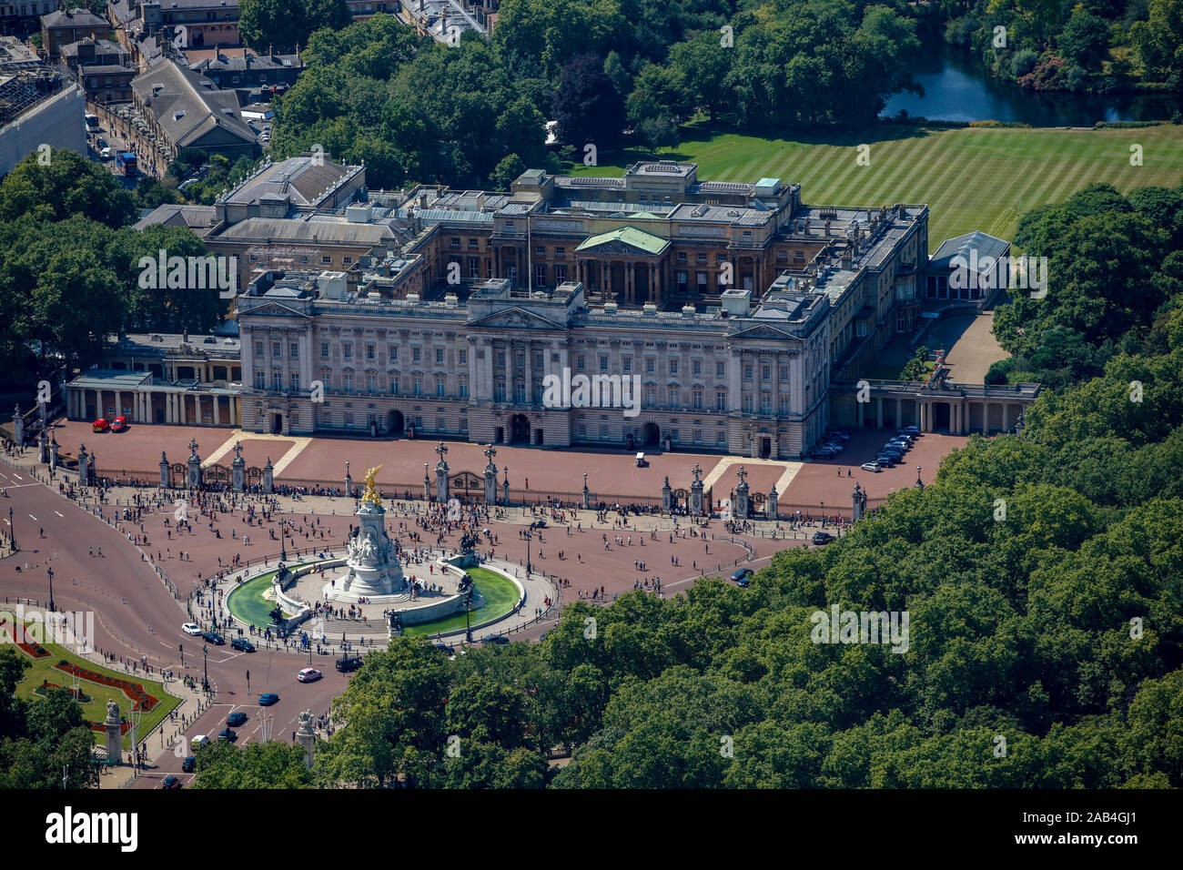 Vue aérienne de Buckingham Palace, Londres, Royaume-Uni Banque D'Images