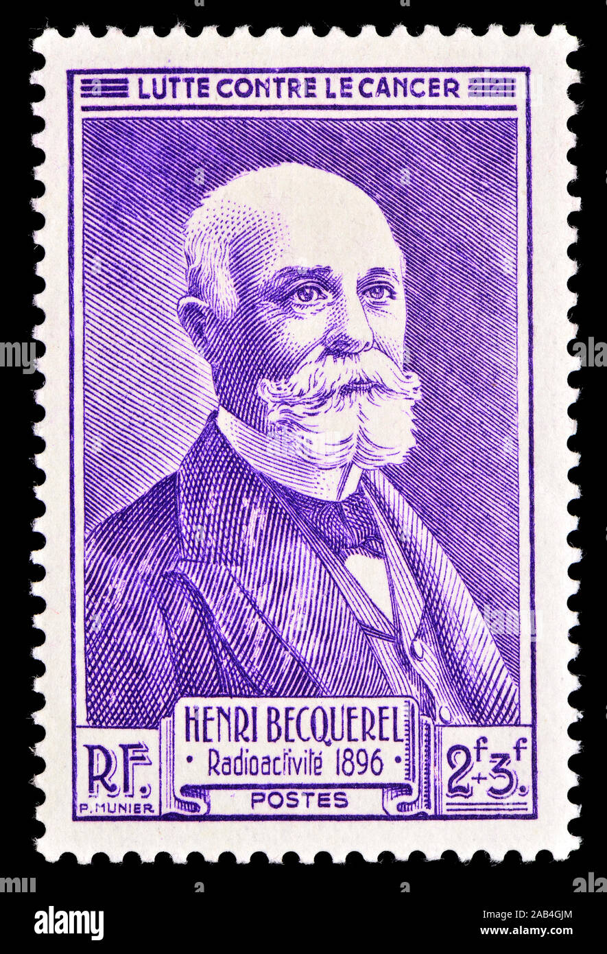 Timbre-poste français (1946) : Antoine Henri Becquerel (1852 - 1908), ingénieur français, physicien, Prix Nobel, et la première personne à découvrir evide Banque D'Images