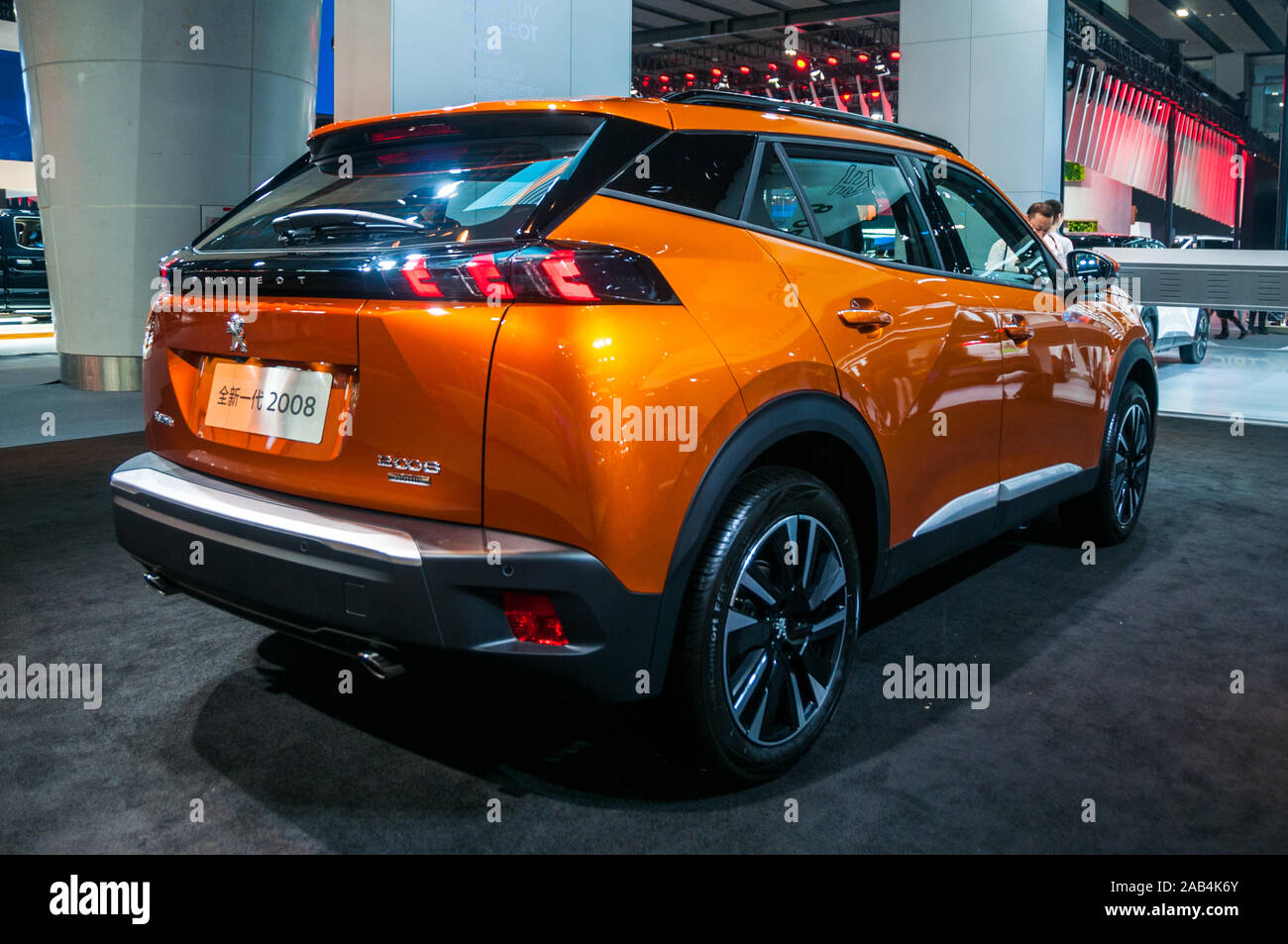 Première mondiale de la Peugeot 2008 petits VUS à la Guangzhou Auto Show 2019. Banque D'Images