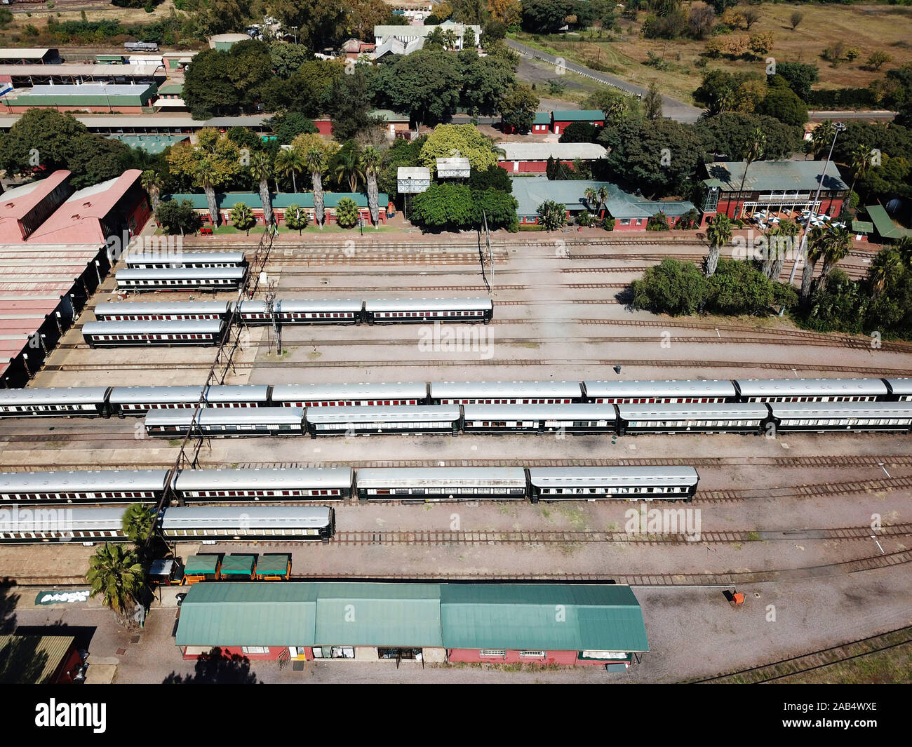 Rovos Rail Station dans la région de Capital Park à Pretoria Tshwane en Afrique du Sud, le Rovos Rail train de luxe voyagez entre Cape Town et Pretoria, en Afr Banque D'Images