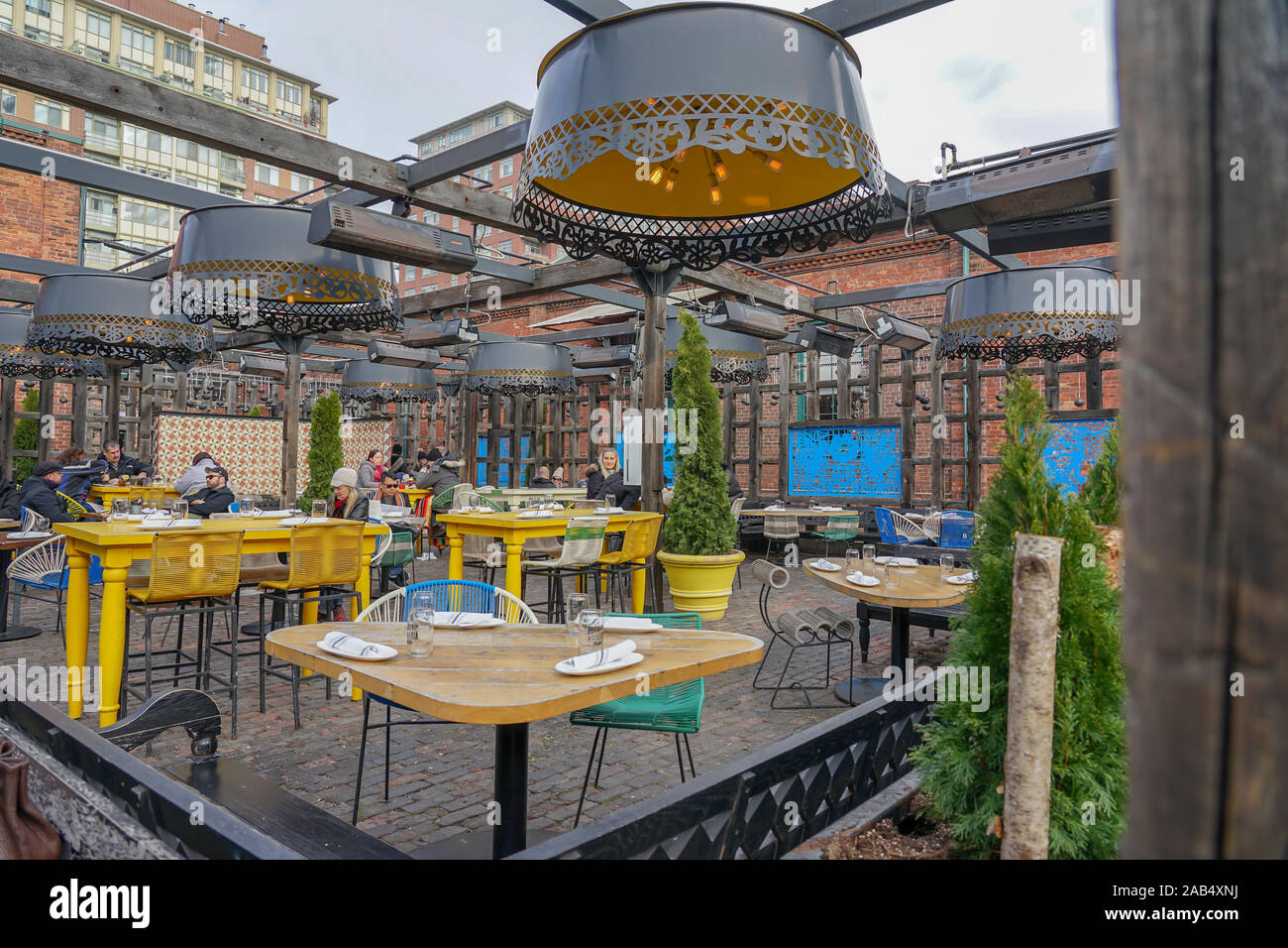 Marché de Noël à Toronto le Distillery District de Toronto, Ontario, Canada, Amérique du Nord, Banque D'Images