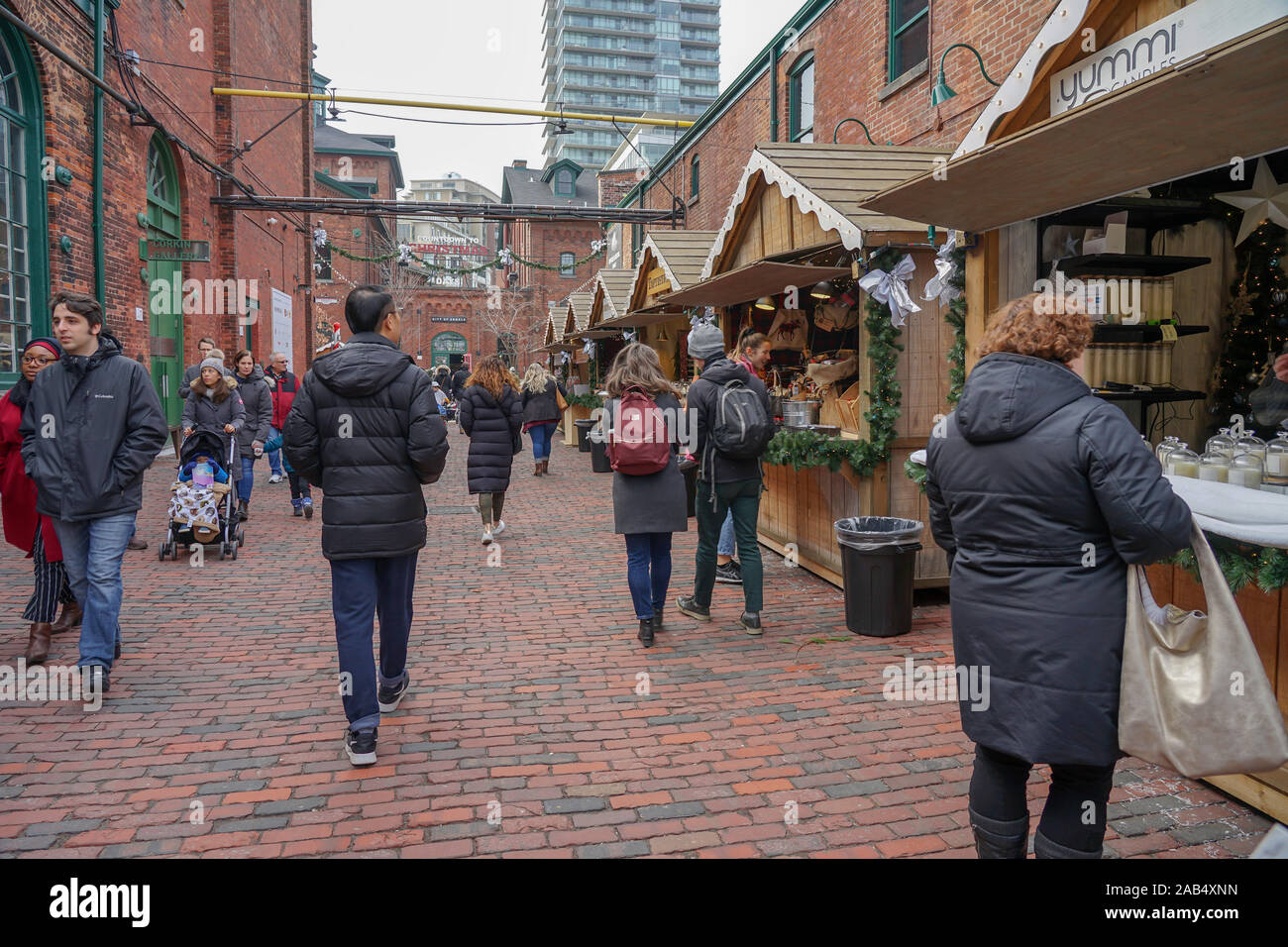 Marché de Noël à Toronto le Distillery District de Toronto, Ontario, Canada, Amérique du Nord, Banque D'Images