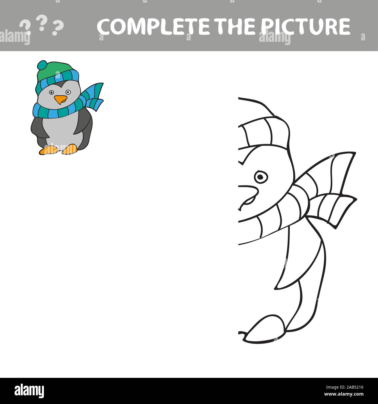 Copier la photo et de l'éducation, livre de coloriage pour enfants - jeu penguin Illustration de Vecteur