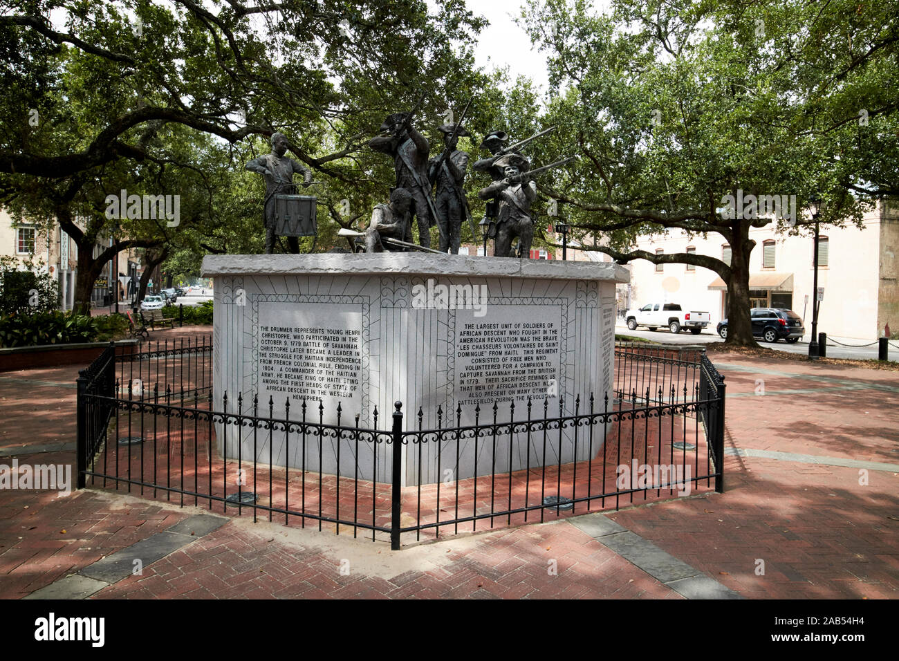 Monument à l'origine africaine haïtienne soldats qui ont combattu dans la guerre révolutionnaire franklin square savannah georgia usa Banque D'Images