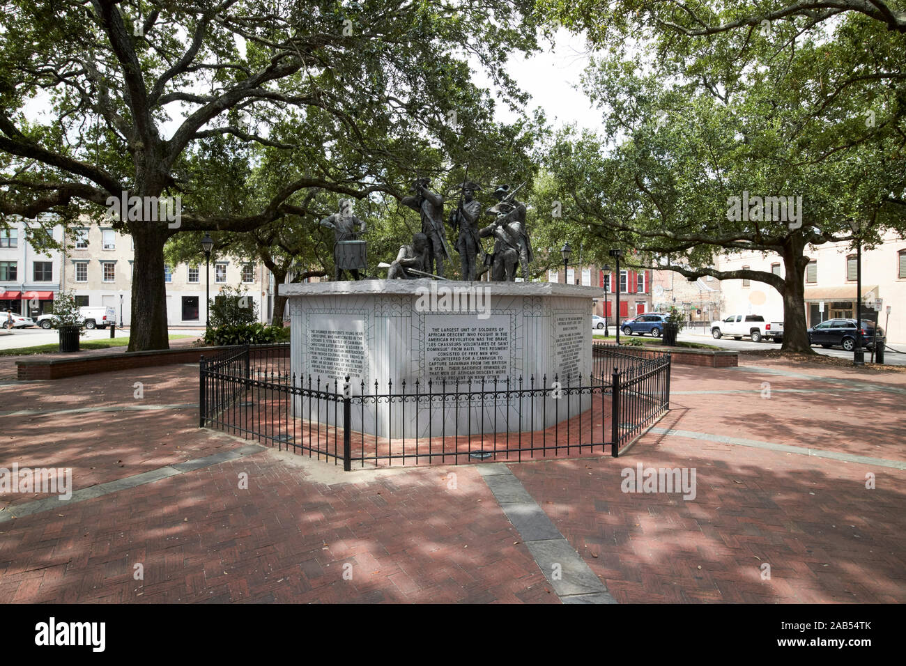 Monument à l'origine africaine haïtienne soldats qui ont combattu dans la guerre révolutionnaire franklin square savannah georgia usa Banque D'Images