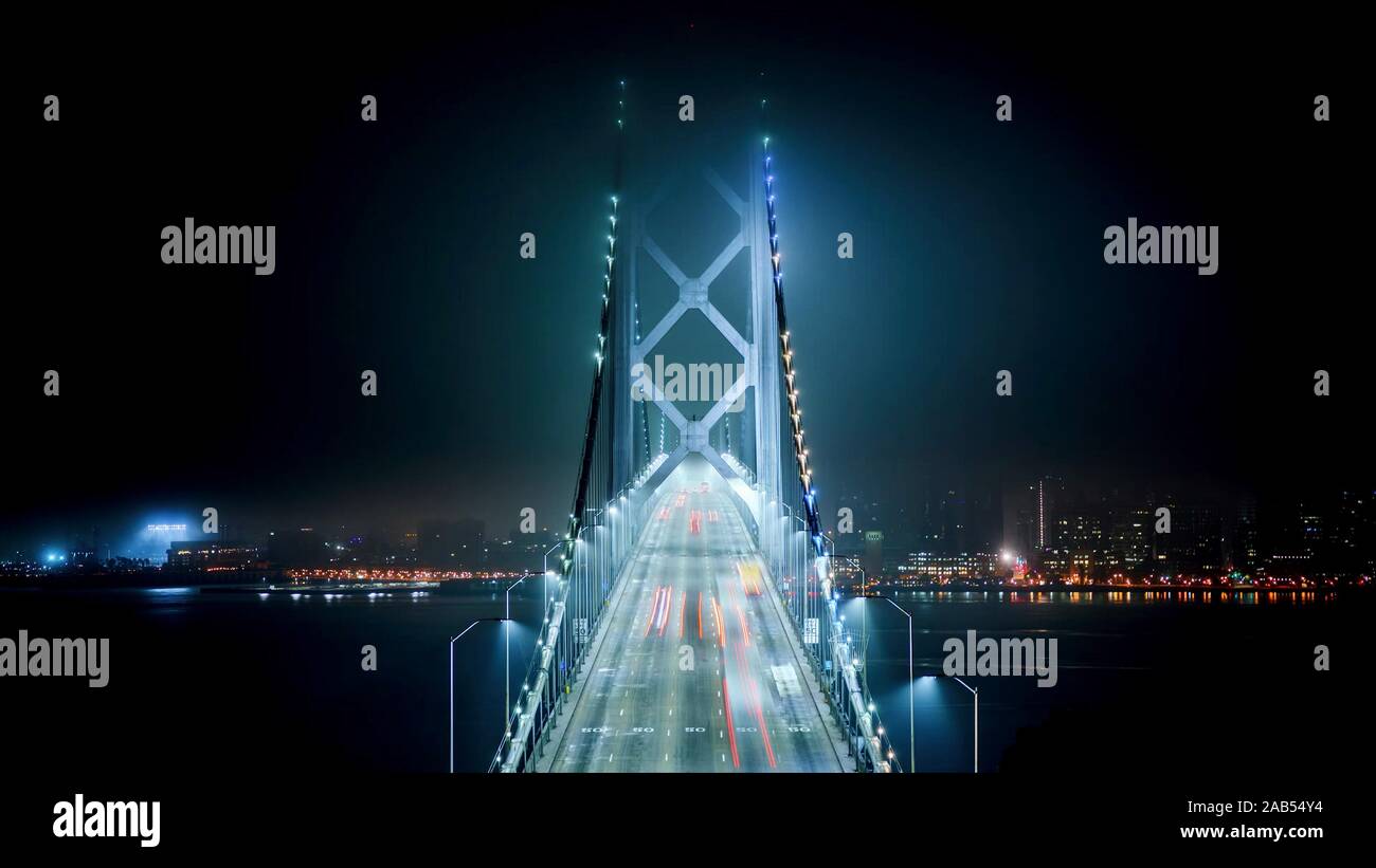 Le Pont de la baie de nuit. La ville de San Francisco, Californie Banque D'Images