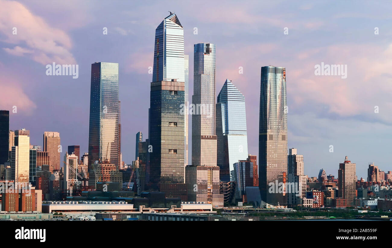 Coucher du soleil de Midtown Manhattan, New York City Banque D'Images