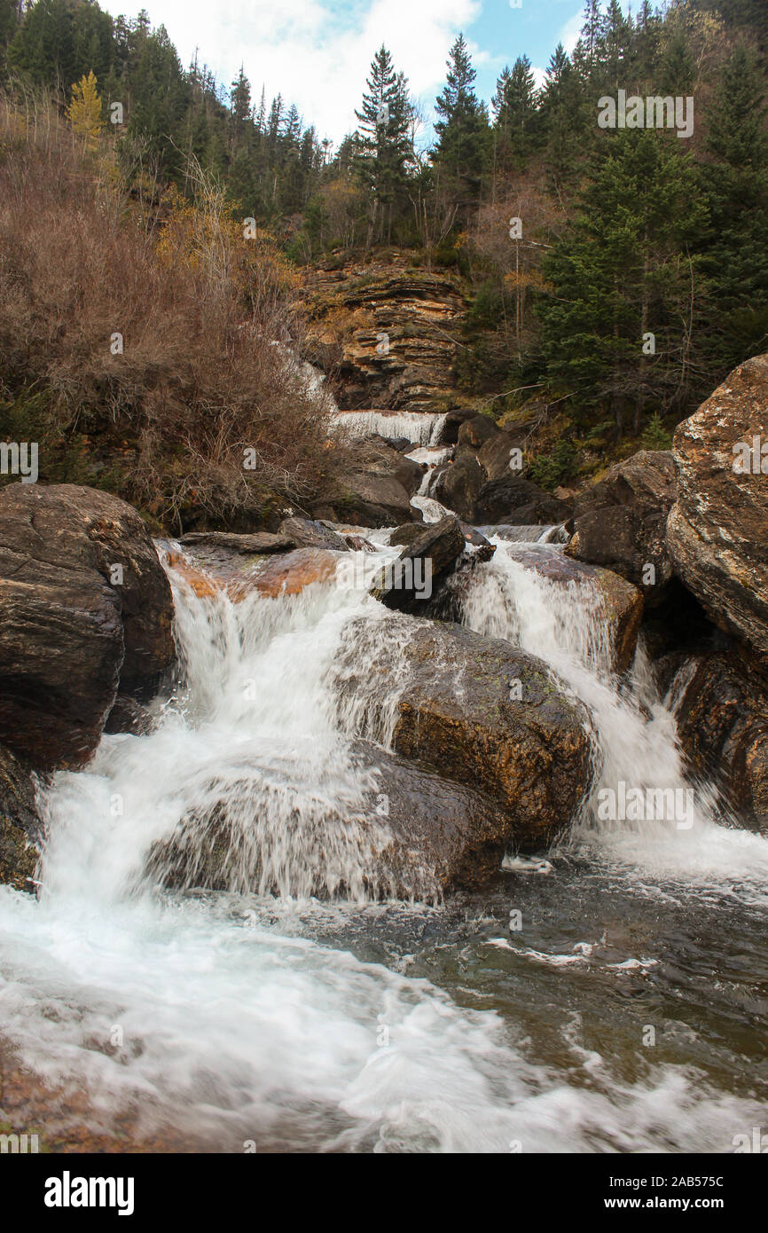 Mission Valley Falls à St Ignace Montana à la fin de l'automne ou de l'hiver Banque D'Images