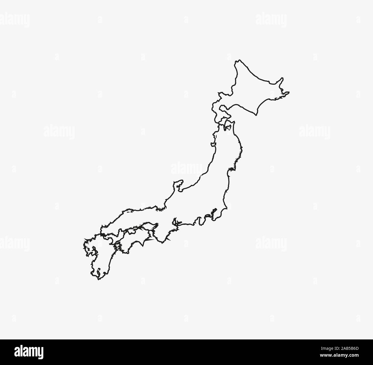 Le Japon, la carte sur fond blanc. Vector illustration. Contour. Illustration de Vecteur