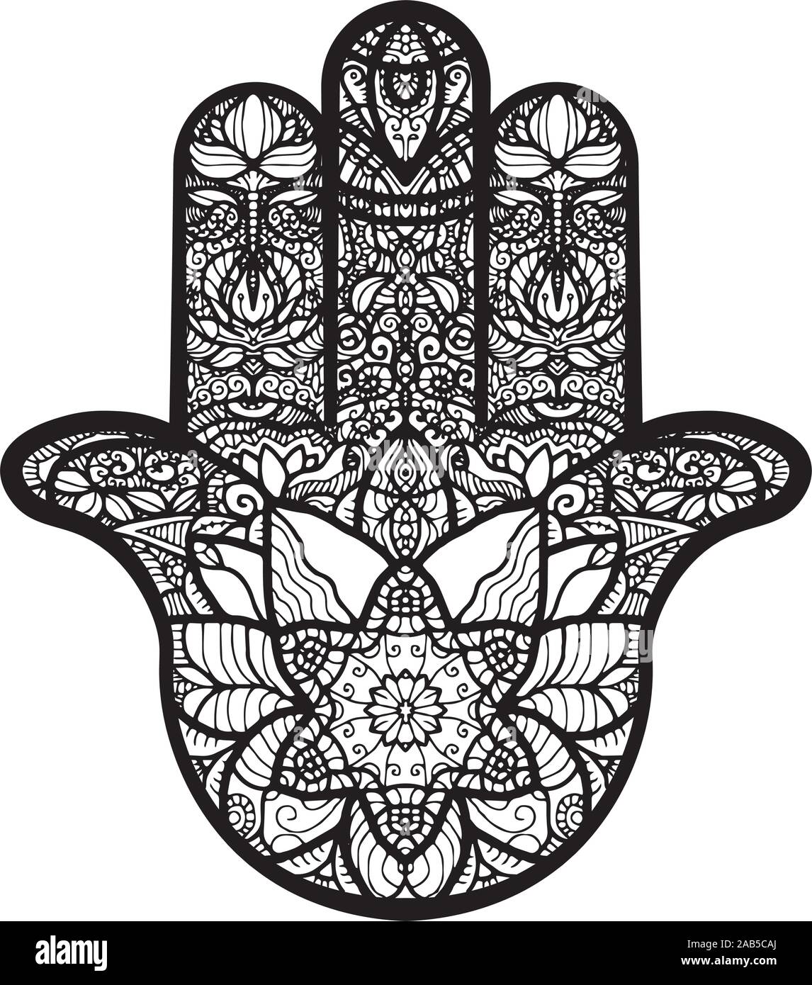 Alo Hamsa Khamsa symbole Main de Fatima Illustration de Vecteur