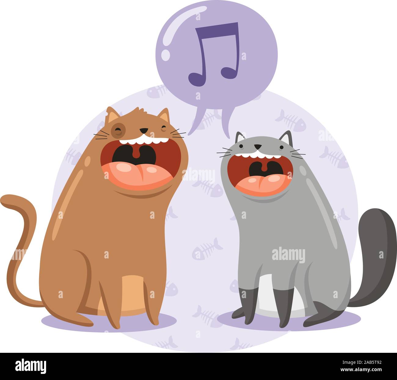 Deux chats chanter ensemble Illustration de Vecteur